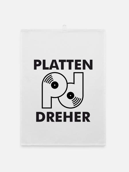 Plate turner logo with lettering - Organic dish towel - white - Front