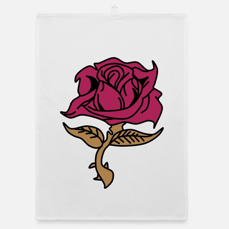 Rose (Blume) - Organic Geschirrtuch - Weiß