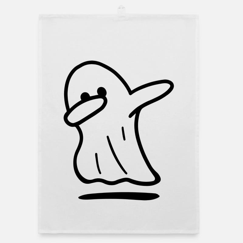 Ghost / Funny ghost / halloween / dabbing ghost - Organic dish towel - white