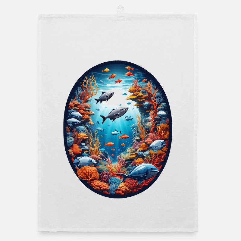 Marine Animals-Fish Organic dish towel