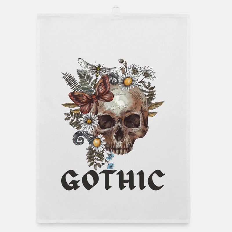 Gothic Black Edition Skull Organic dish towel
