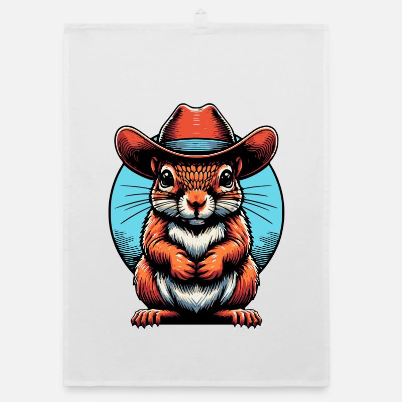 Squirrel with cowboy hat Organic dish towel