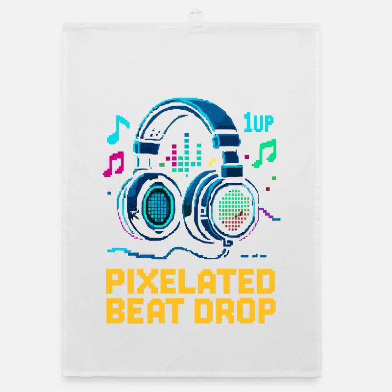 PIXELATED BEAT DROP Casque Pixel Rétro 1UP Torchon bio