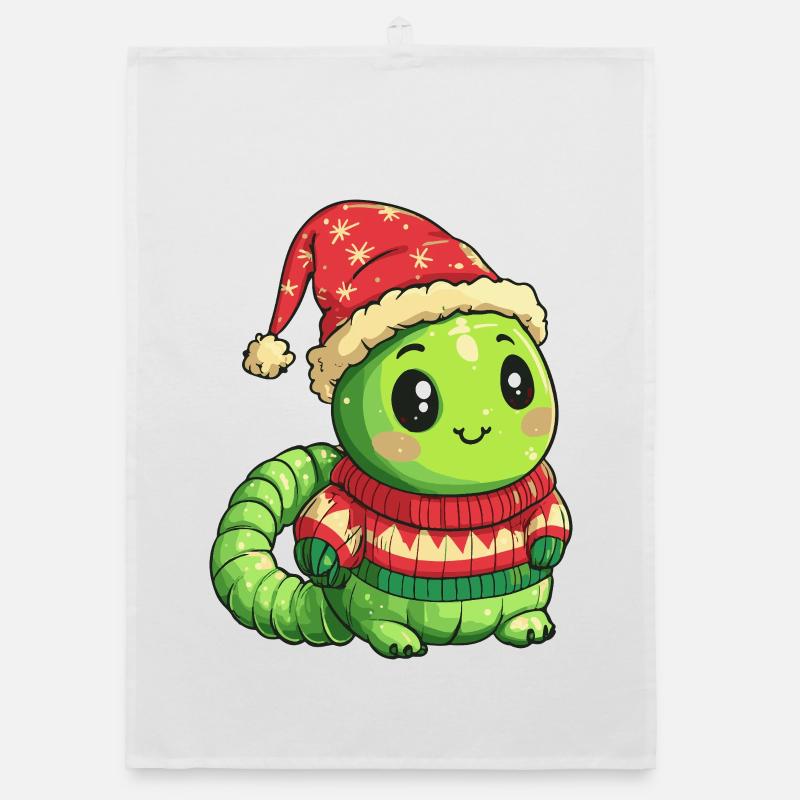 Worm Christmas Organic dish towel