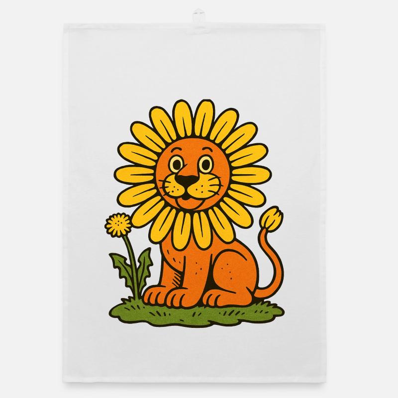 Sonnenblumenmähnenlöwe Organic Geschirrtuch