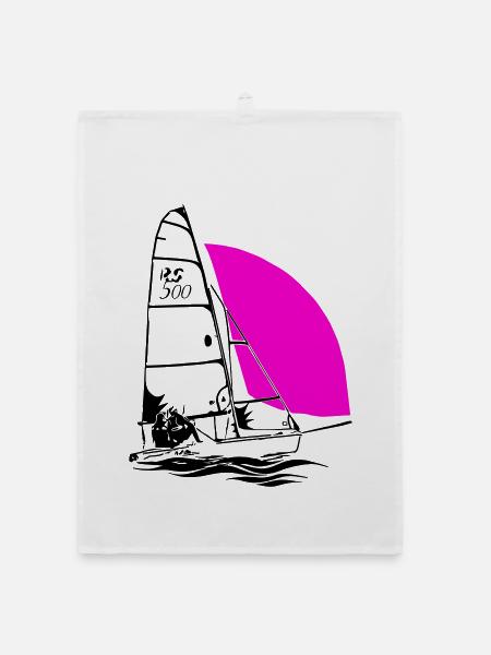 RS 500 Segeljolle Regatta segeln Segelsport farbig - Organic Geschirrtuch - Weiß - Vorne
