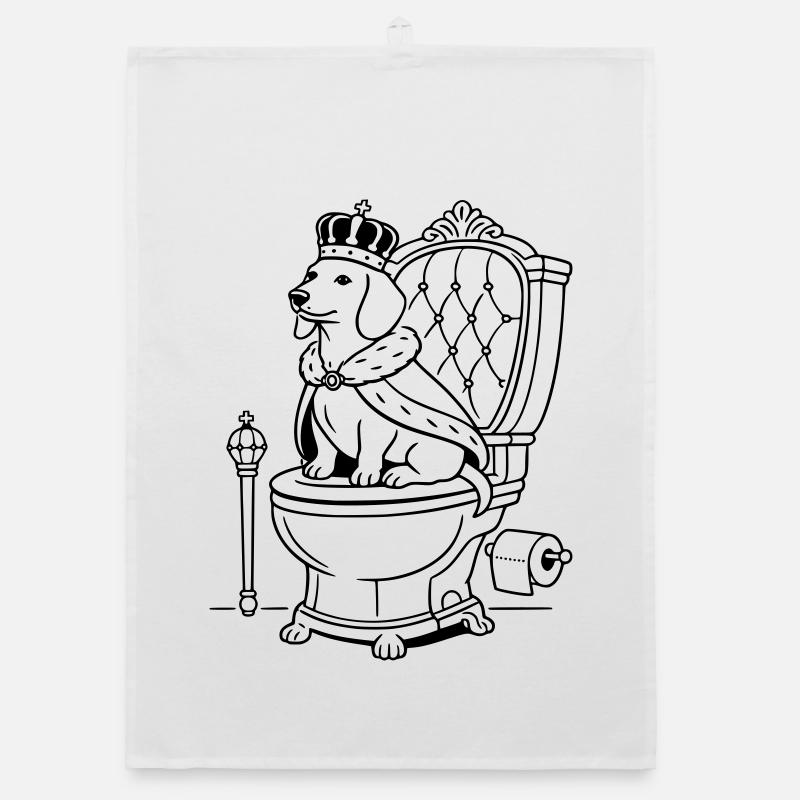 dackel thron toilette line art Organic Geschirrtuch