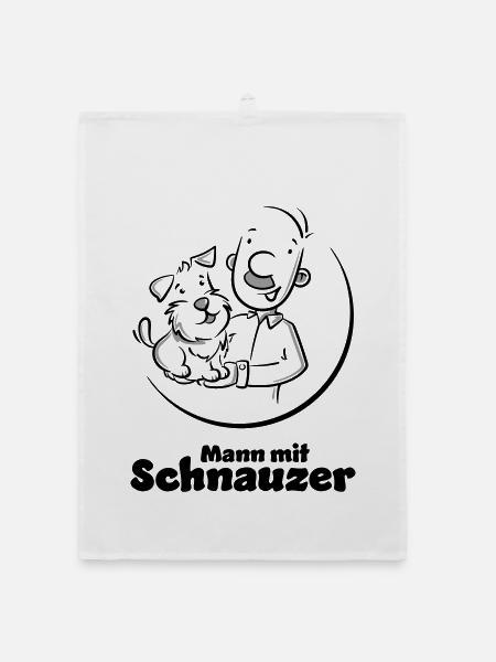 Mann mit Schnauzer (Oberlippenbart) - Organic Geschirrtuch - Weiß - Vorne