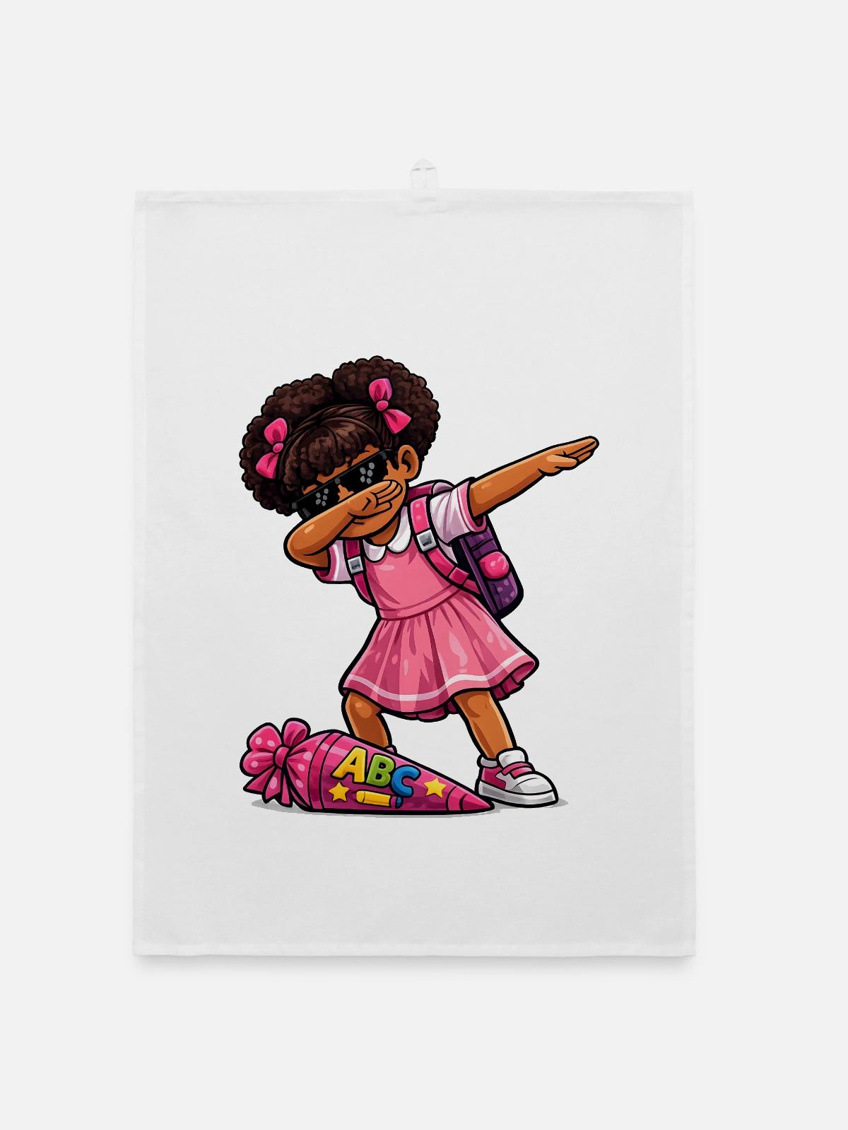 Dabbing ABC-Schützin Afro - Organic Geschirrtuch - Weiß - Vorne