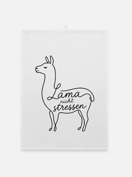 Lama nicht stressen - Organic Geschirrtuch - Weiß