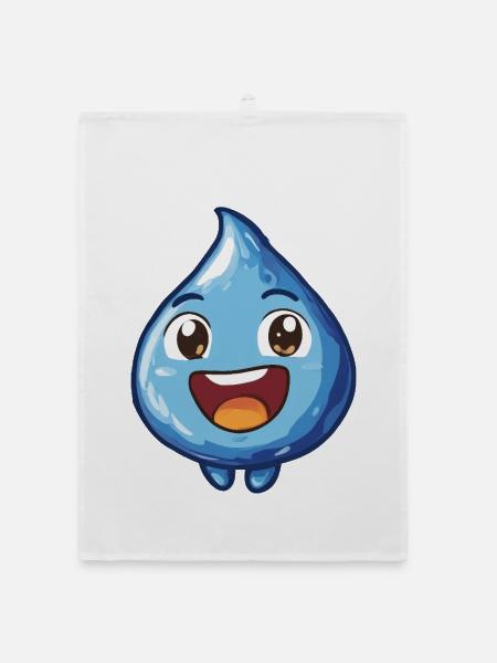 Fröhlicher Wassertropfen Cartoon - Organic Geschirrtuch - Weiß - Vorne