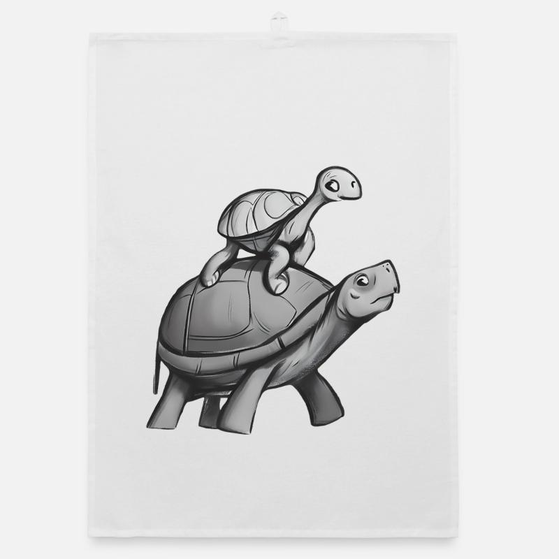 Turtle rides on turtle Organic dish towel