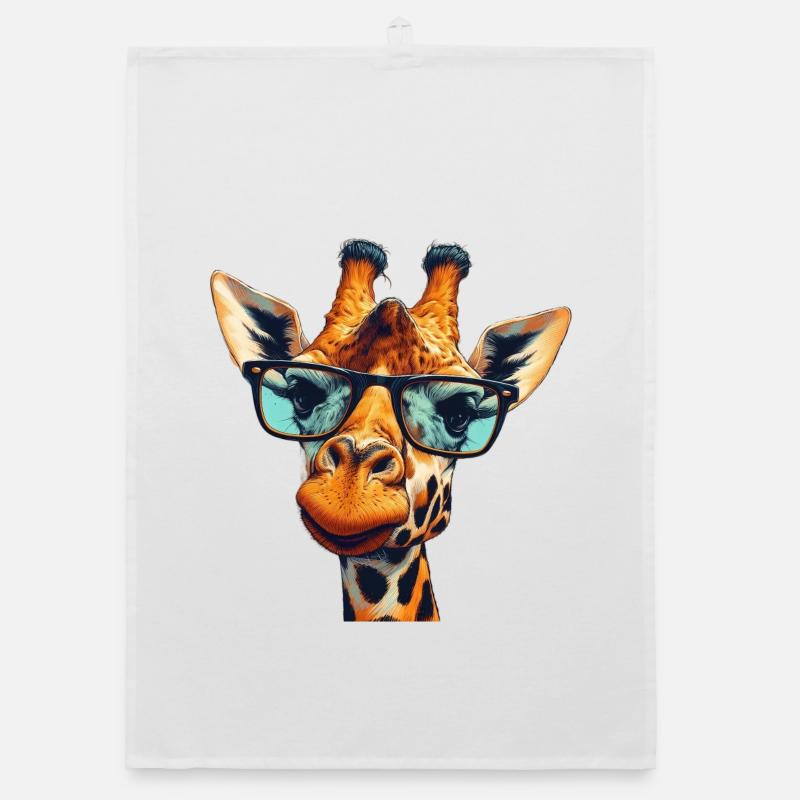 Giraffe mit Brille Organic Geschirrtuch