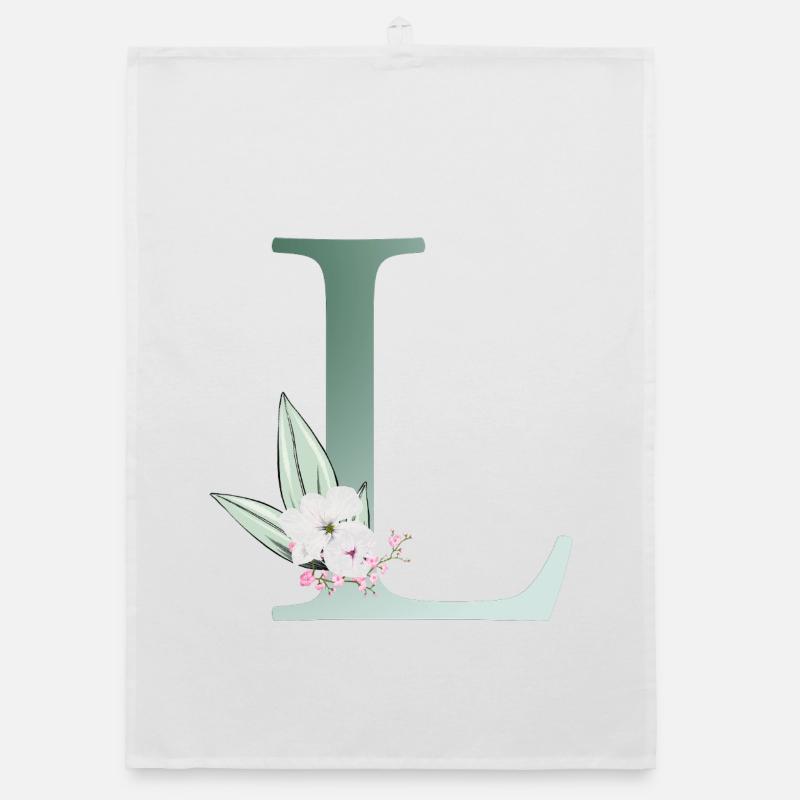 L Monogram, Floral, Personnalisable Torchon bio