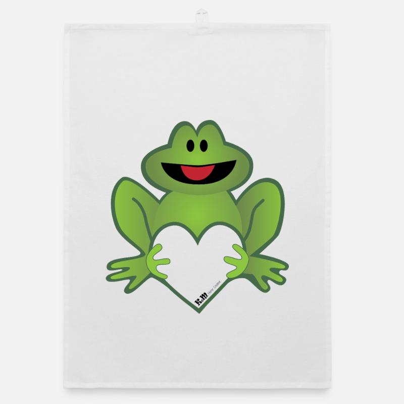 Frog with hart Organic dish towel