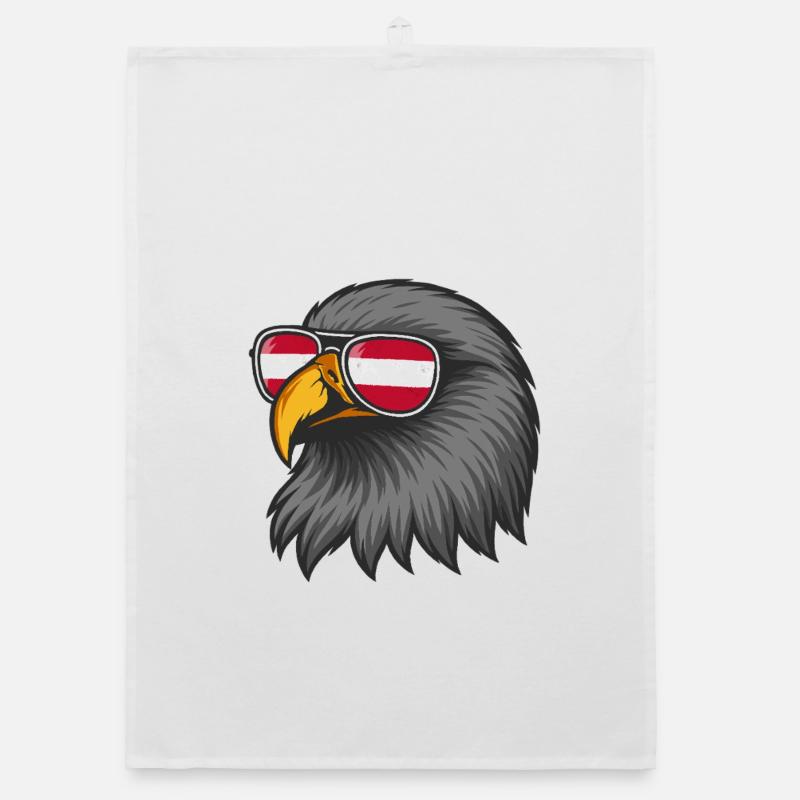 Austrian eagle with flag in glasses Organic dish towel
