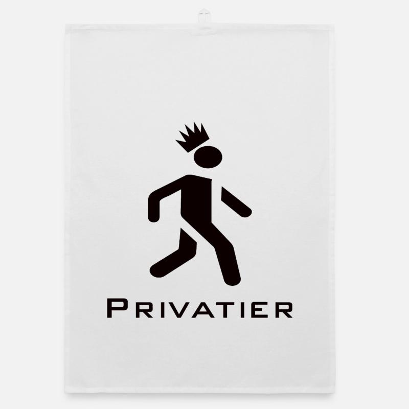 Privatier - Runner mit Krone Design schwarz Organic Geschirrtuch