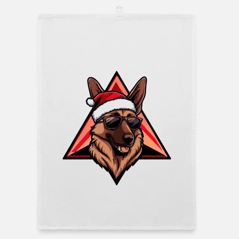 Santa Shepherd Sunglasses Organic dish towel