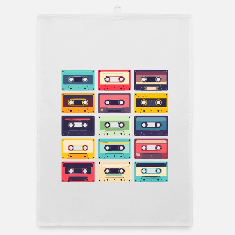 Cassettes Pop Art Pattern Organic dish towel