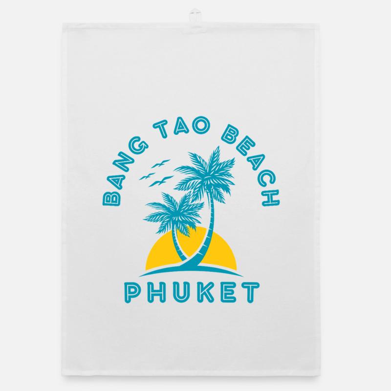 Phuket Palm Sunset Tee - Organic dish towel - white