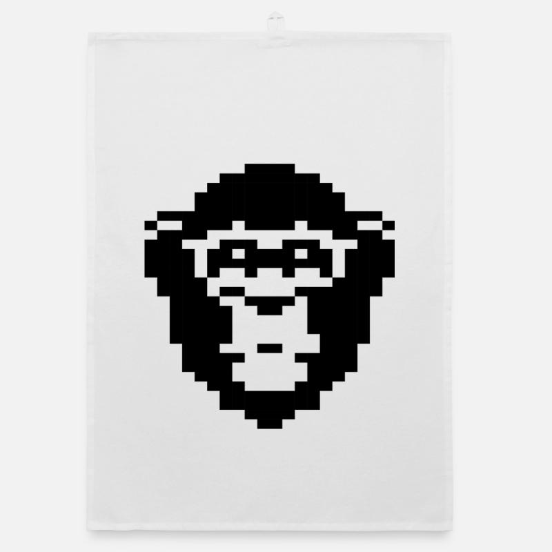 pixelated monkey face design Organic dish towel