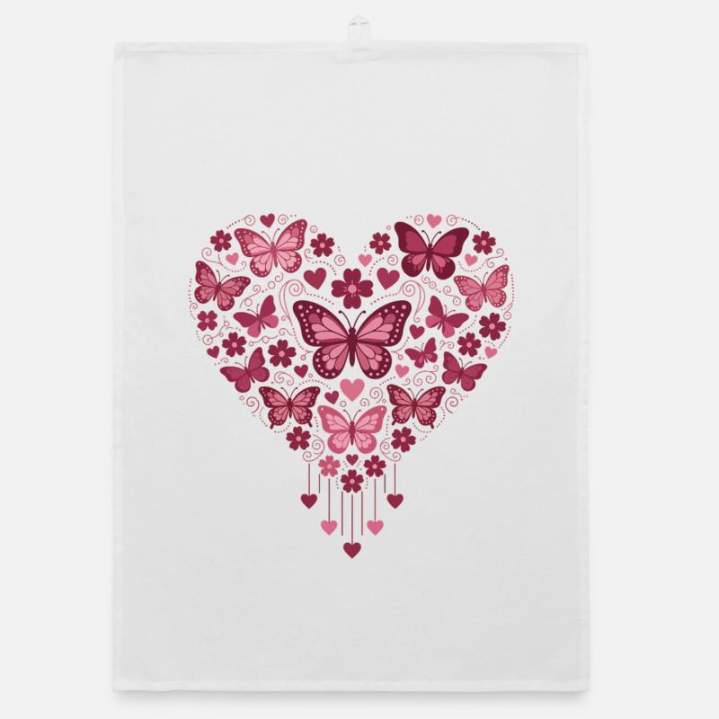 Cœur Papillon Fleuri Éclat Torchon bio