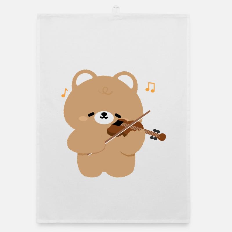 Bear Violinist Charme Organic Geschirrtuch