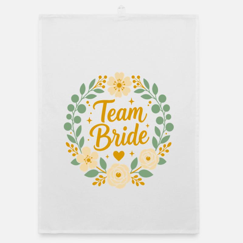 Team Bride Floral Boho Wedding Organic dish towel