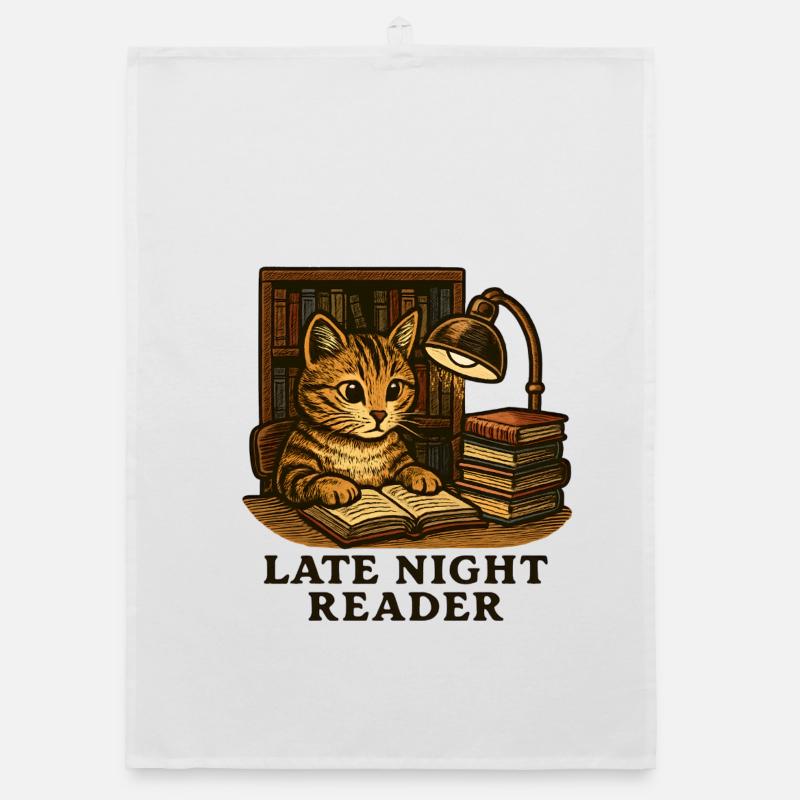 Lecture nocturne : Le chat à la table de lecture Torchon bio