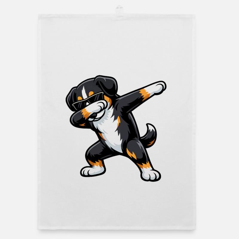 Dabbing Entlebucher Mountain Dog Organic dish towel