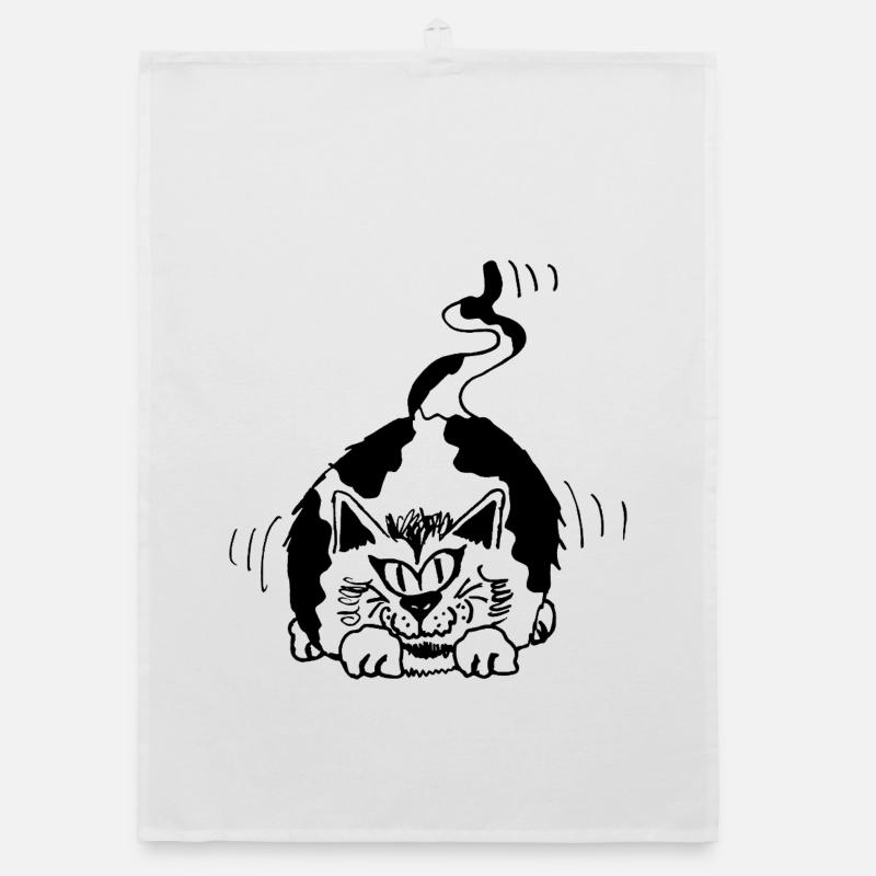 chat drôle tacheté noir et blanc Torchon bio