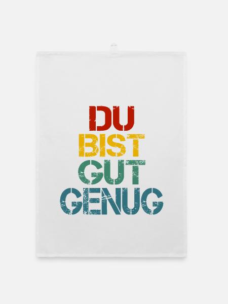 Du Bist Gut Genug Retro Bunt - Organic Geschirrtuch - Weiß