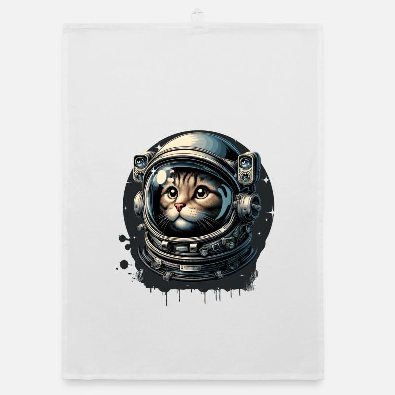 Un chat avec un casque d’astronaute dans l’espace Torchon bio