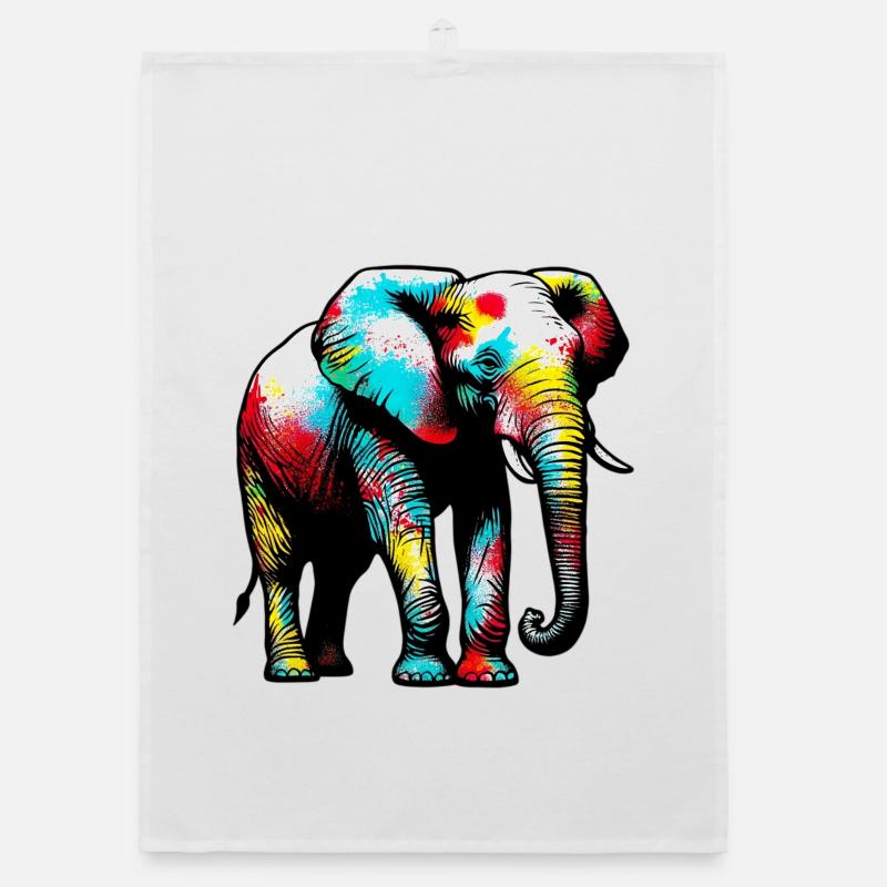 Elefant - Organic Geschirrtuch - Weiß