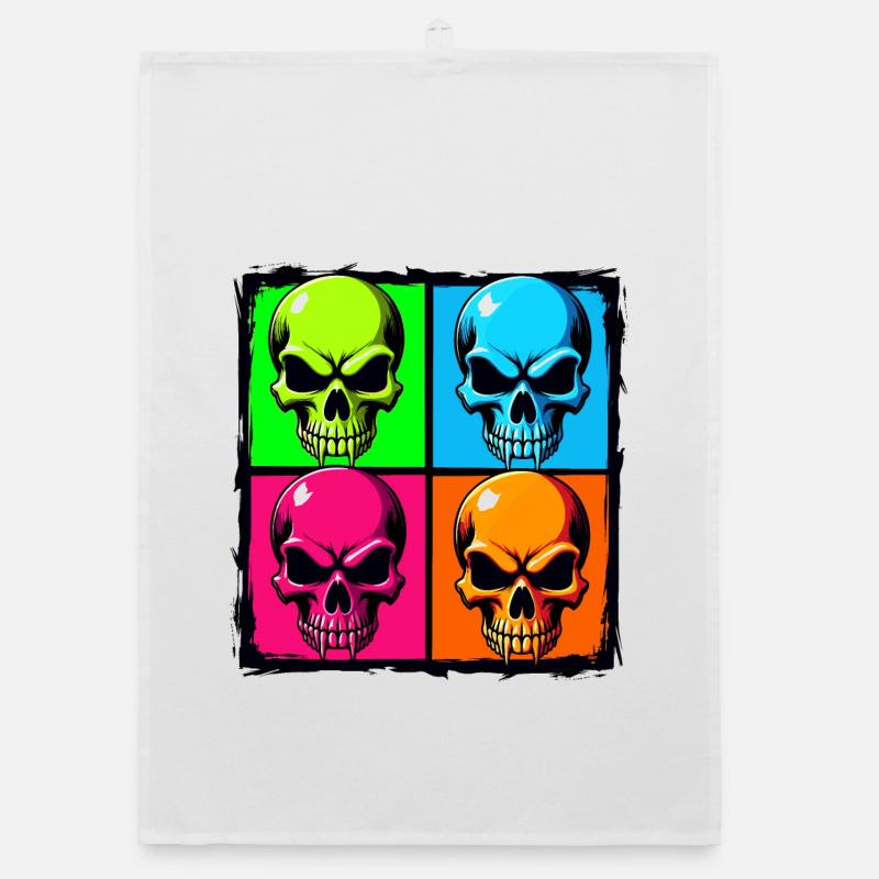 Bunte Totenköpfe Organic Geschirrtuch