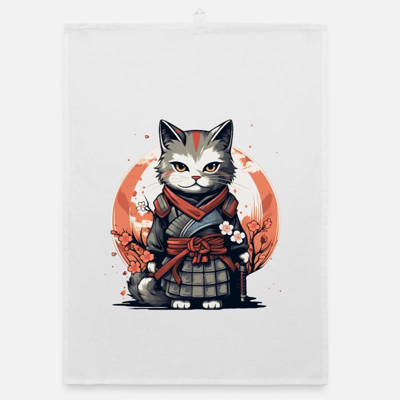 Chat guerrier Chat japonais Chat samouraï Torchon bio
