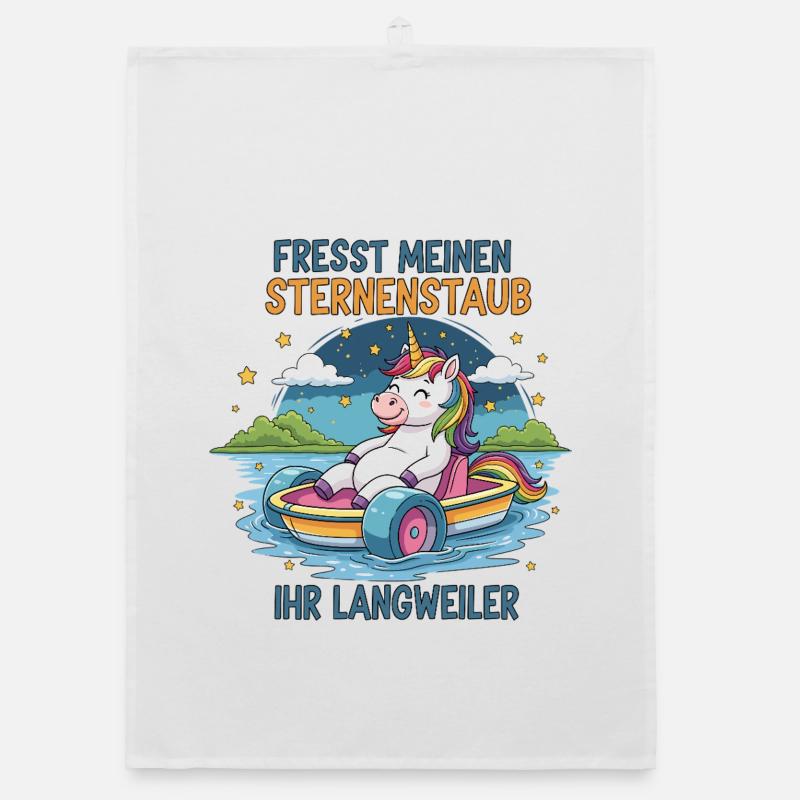 Einhorn Tretbootfahrt Organic Geschirrtuch