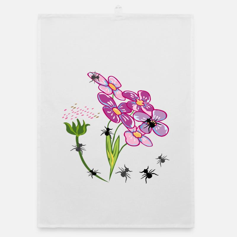 Fleurs avec des fourmis insectes Torchon bio