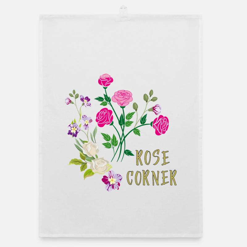 Rose Corner Rosen als Zeichen der Liebe - Organic Geschirrtuch - Weiß