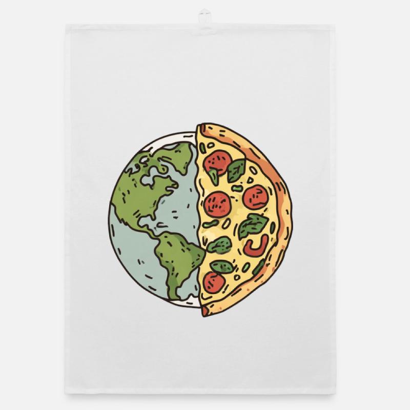 Conception de la tranche de pizza de la terre Torchon bio