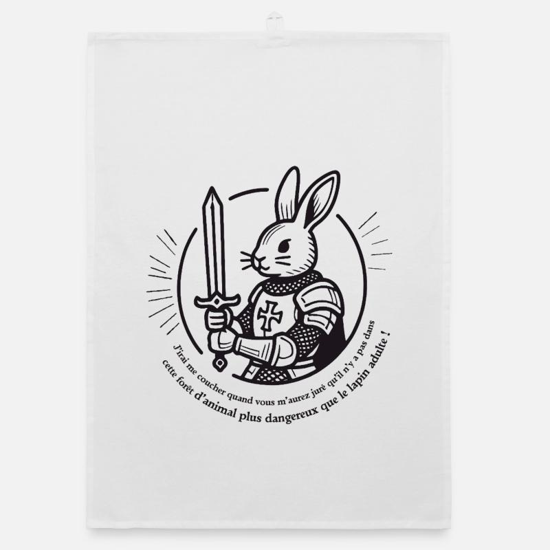 Lapin Chevalier Épée et Armure Torchon bio