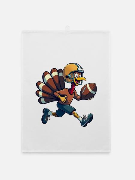 Thanksgiving Football Truthahn - Organic Geschirrtuch - Weiß - Vorne