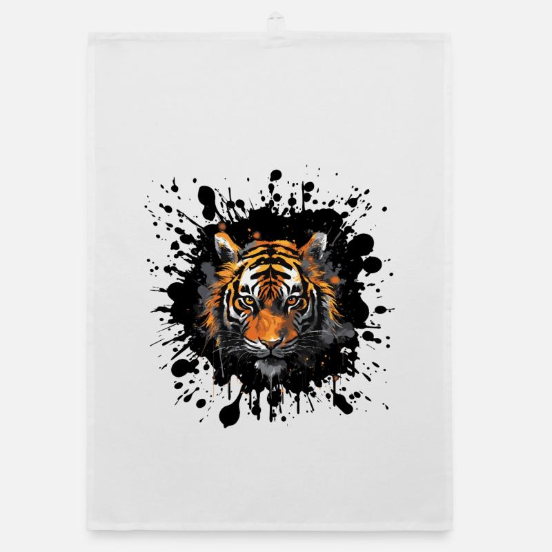 Tiger Tier Farbklecks Organic Geschirrtuch