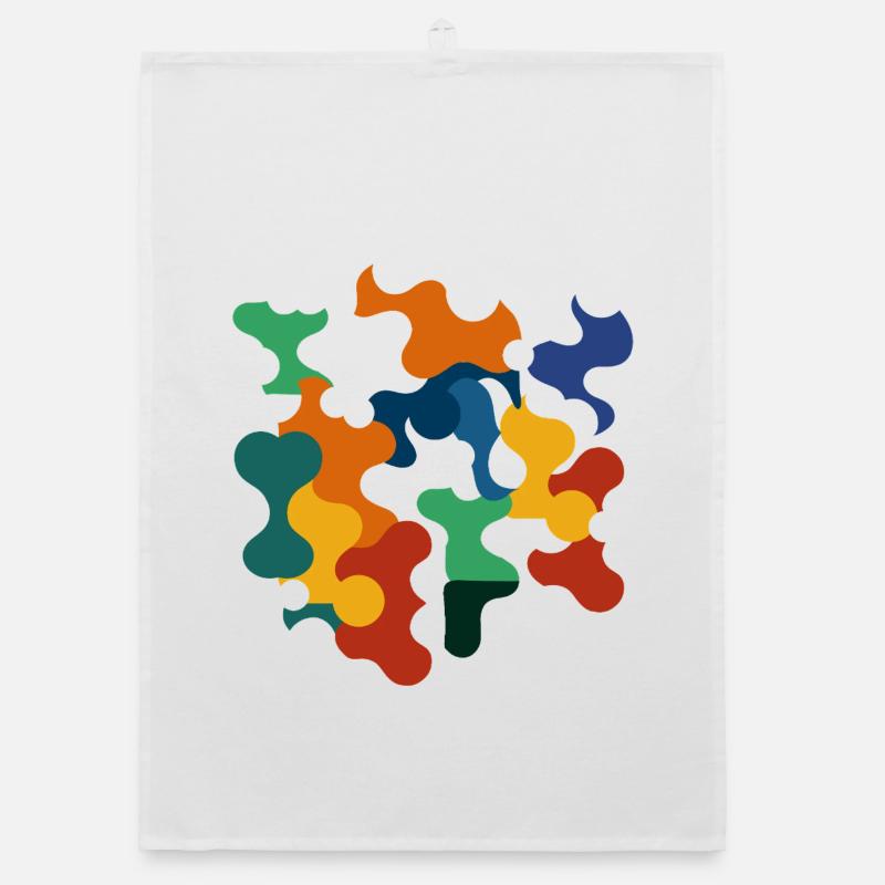 Formes abstraites colorées dans le design moderne Torchon bio