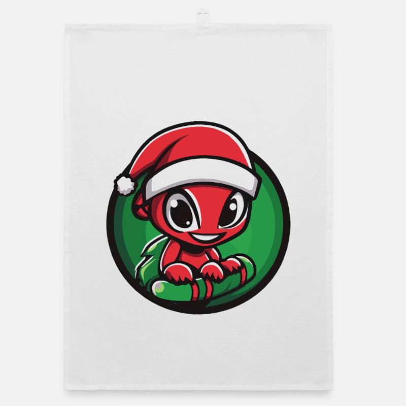Ant with Santa hat Organic dish towel