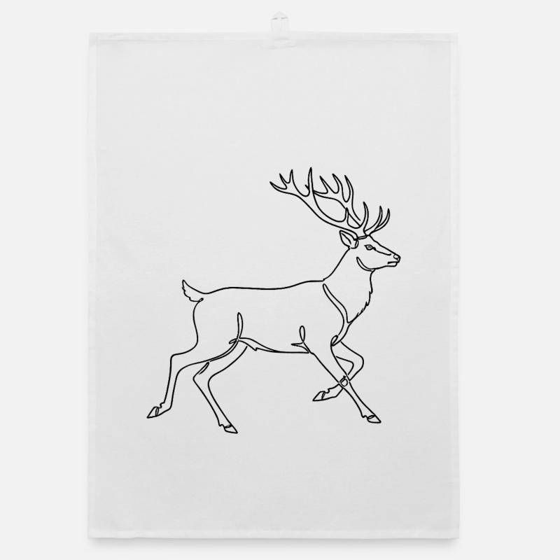 Minimalist Deer Silhouette Antlers Deer Organic dish towel