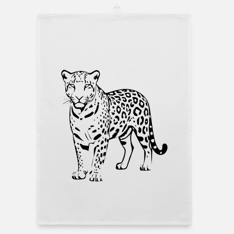 Schwarzer Leopard Geschenk Katzenliebhaber Organic Geschirrtuch