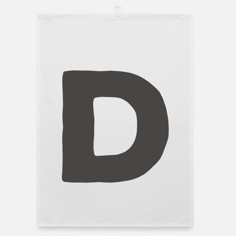 Minimal Letter D Bold Monogram Typography Organic dish towel
