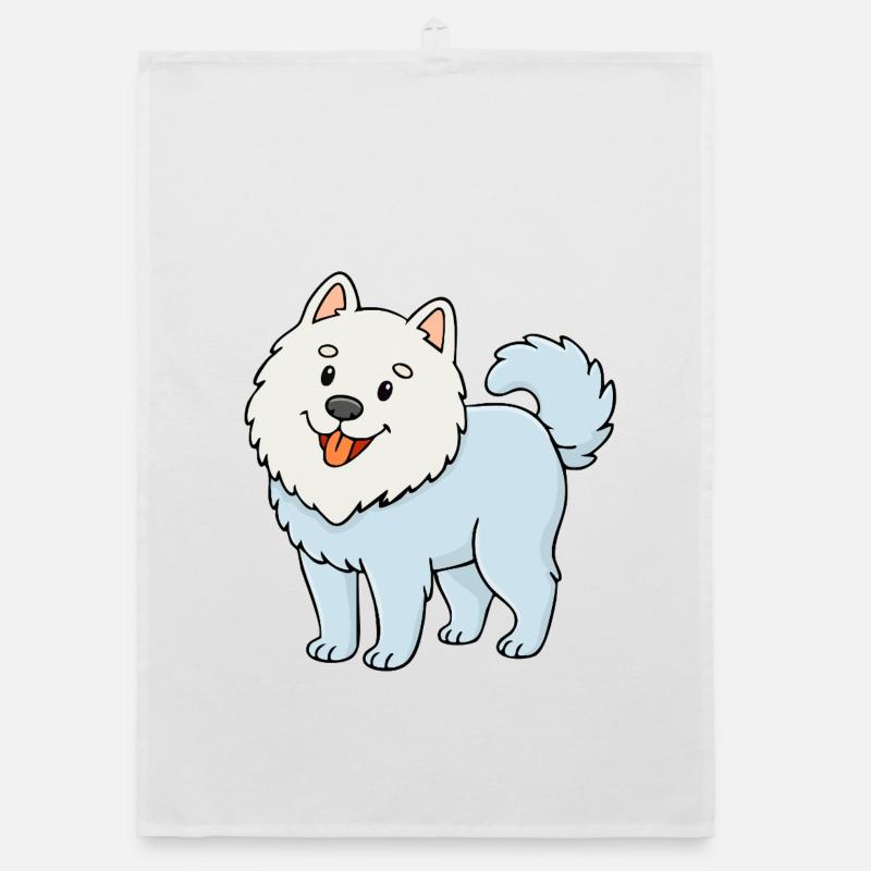 Fuzzy Dog (Blanc / comique) Torchon bio