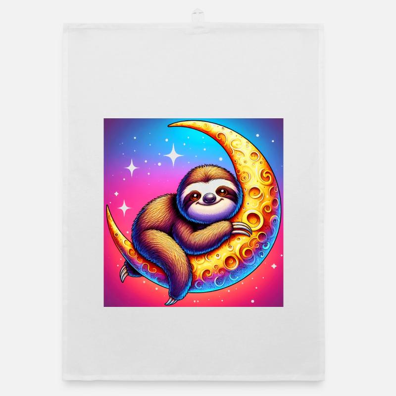 Faultier schläft an den Mond Organic Geschirrtuch